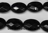 CON66 15.5 inches 15*20mm faceted oval black onyx gemstone beads