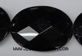 CON70 15.5 inches 30*40mm faceted oval black onyx gemstone beads