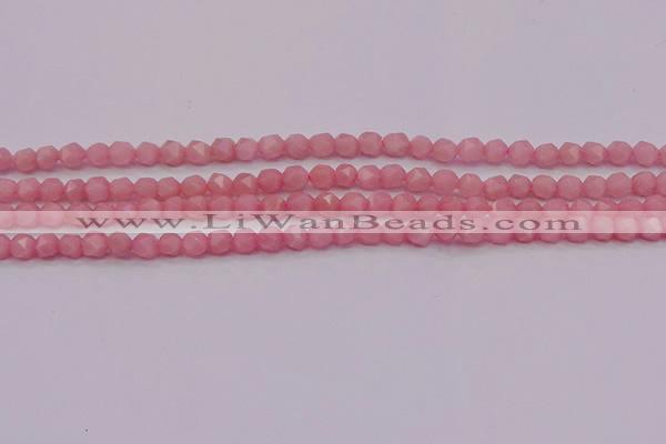 COP1221 15.5 inches 6mm faceted nuggets Chinese pink opal beads