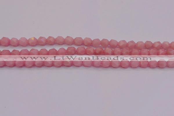 COP1222 15.5 inches 8mm faceted nuggets Chinese pink opal beads