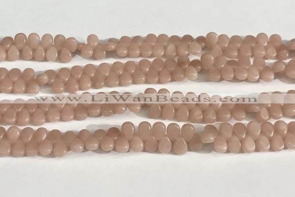 COP1246 15.5 inches 5*7mm flat teardrop Chinese pink opal beads