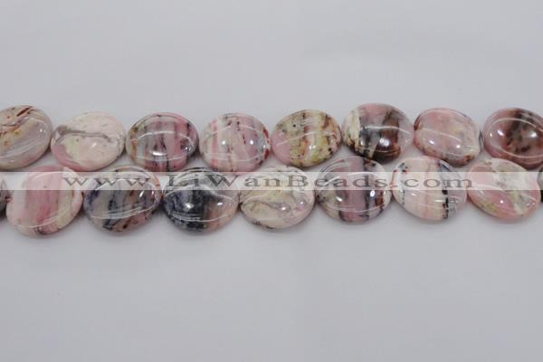 COP1264 15.5 inches 18mm flat round natural pink opal gemstone beads