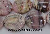 COP1266 15.5 inches 22mm flat round natural pink opal gemstone beads