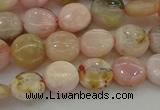 COP1293 15.5 inches 8mm flat round natural pink opal beads