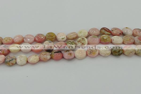 COP1295 15.5 inches 12mm flat round natural pink opal beads