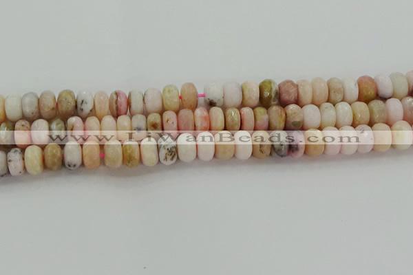 COP1323 15.5 inches 6*10mm faceted rondelle natural pink opal beads