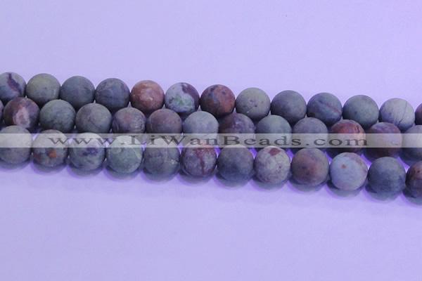 COP1355 15.5 inches 14mm round matte green opal gemstone beads