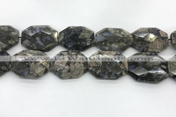 COP1552 30*40mm - 35*45mm faceted octagonal grey opal beads