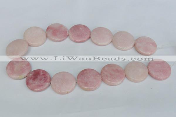 COP168 15.5 inches 30mm flat round pink opal gemstone beads