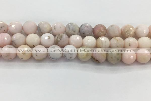 COP1715 15.5 inches 14mm faceted round natural pink opal beads