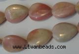 COP173 15.5 inches 13*18mm flat teardrop pink opal gemstone beads