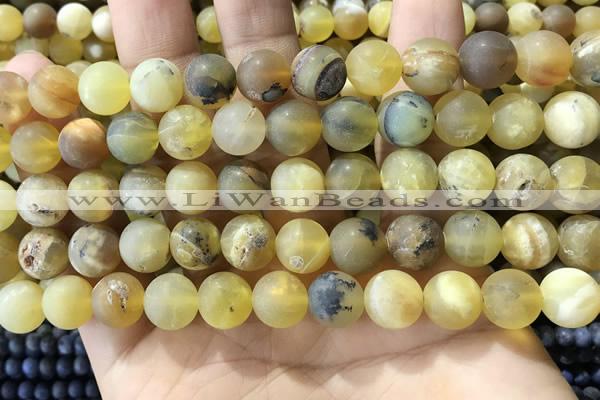 COP1768 15.5 inches 10mm round matte yellow opal beads wholesale