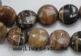 COP211 15.5 inches 14mm flat round natural brown opal gemstone beads