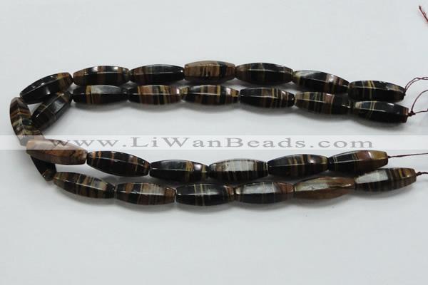 COP241 15.5 inches 10*30mm faceted rice natural brown opal gemstone beads