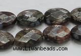 COP260 15.5 inches 13*18mm faceted oval natural grey opal beads