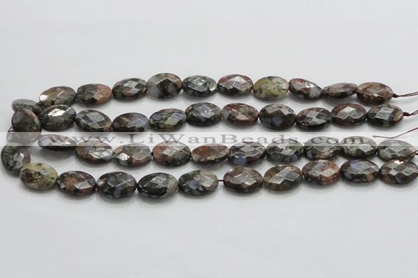 COP260 15.5 inches 13*18mm faceted oval natural grey opal beads