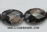 COP261 15.5 inches 18*25mm faceted oval natural grey opal beads