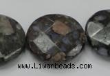 COP279 15.5 inches 30mm faceted round natural grey opal gemstone beads