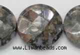 COP280 15.5 inches 35mm faceted round natural grey opal gemstone beads