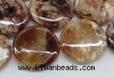 COP311 15.5 inches 20mm flat round brandy opal gemstone beads wholesale