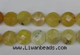 COP345 15.5 inches 10mm faceted coin yellow opal gemstone beads