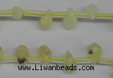 COP347 Top-drilled 6*9mm faceted teardrop yellow opal gemstone beads