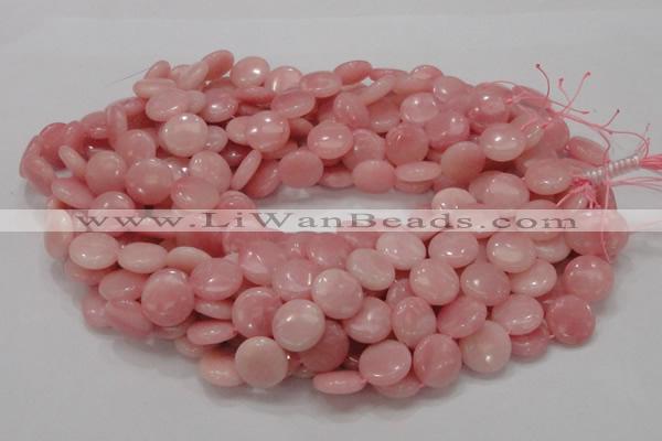 COP415 15.5 inches 15mm flat round Chinese pink opal gemstone beads