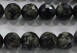 COP464 15.5 inches 12mm faceted round natural grey opal gemstone beads