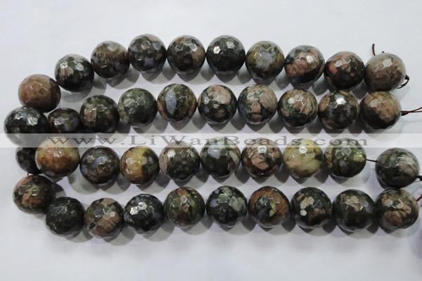 COP468 15.5 inches 20mm faceted round natural grey opal gemstone beads