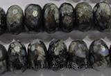 COP477 15.5 inches 10*16mm faceted rondelle natural grey opal beads