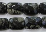 COP490 15.5 inches 13*18mm faceted rectangle natural grey opal beads