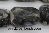 COP493 22*30mm faceted & twisted rectangle natural grey opal beads