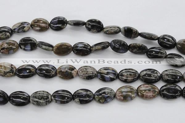 COP497 15.5 inches 12*16mm oval natural grey opal gemstone beads