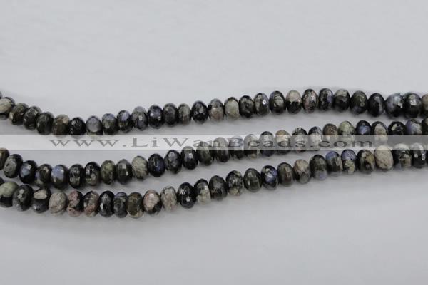 COP498 15.5 inches 5*8mm faceted rondelle natural grey opal beads