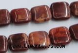 COP527 15.5 inches 14*14mm square red opal gemstone beads wholesale