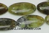 COP554 15.5 inches 15*30mm oval yellow & green natural opal beads