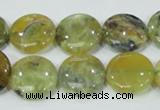 COP558 15.5 inches 18mm flat round natural yellow & green opal beads