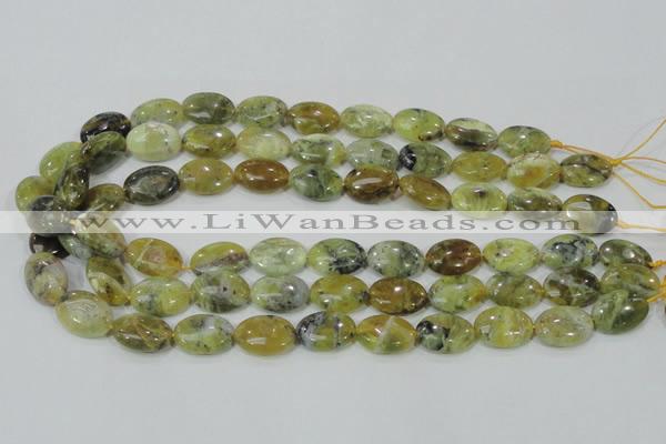 COP563 15.5 inches 13*18mm oval natural yellow & green opal beads