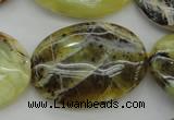 COP593 15.5 inches 25*35mm oval natural yellow & green opal beads