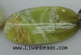 COP599 15.5 inches 25*50mm oval natural yellow & green opal beads