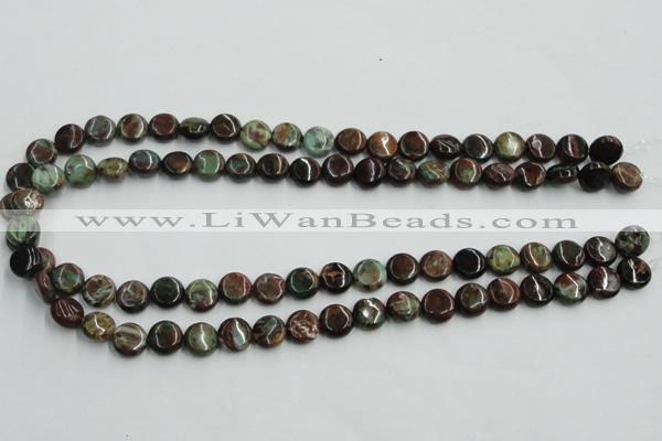 COP602 15.5 inches 10mm flat round green opal gemstone beads