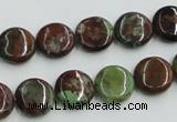 COP603 15.5 inches 12mm flat round green opal gemstone beads