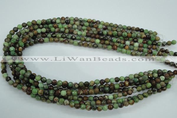 COP661 15.5 inches 6mm faceted round green opal gemstone beads