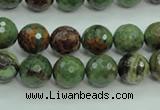 COP662 15.5 inches 8mm faceted round green opal gemstone beads