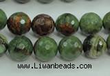 COP663 15.5 inches 10mm faceted round green opal gemstone beads