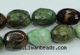 COP674 15.5 inches 12*16mm faceted nuggets green opal gemstone beads