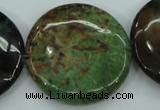 COP684 15.5 inches 35mm flat round green opal gemstone beads