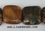 COP766 15.5 inches 25*25mm square green opal gemstone beads