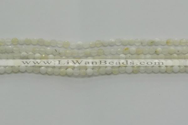 COP930 15.5 inches 4mm faceted round white opal gemstone beads