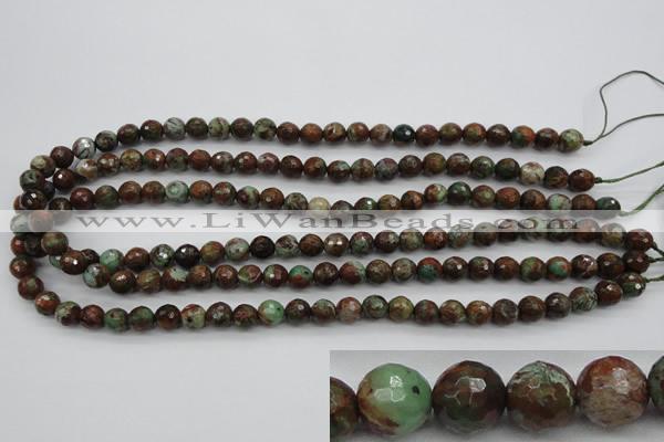 COP962 15.5 inches 8mm faceted round green opal gemstone beads